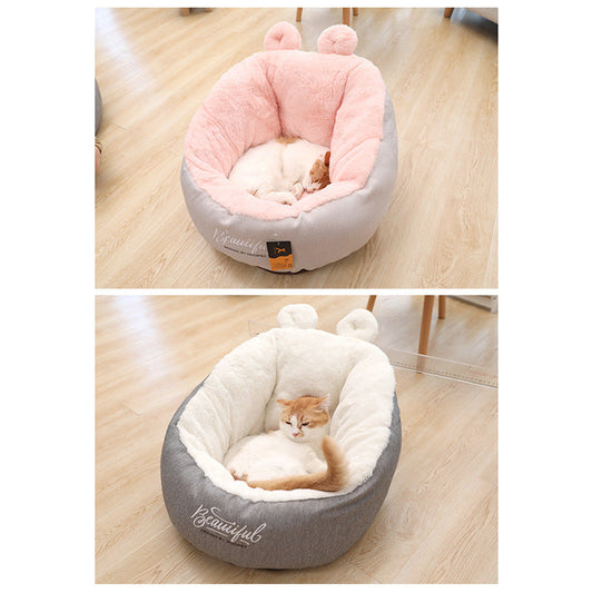 JMT-563210 Rabbit Ear Cat House and Small Dog Kennel in Cloth – Available in White and Pink, Sizes S and M