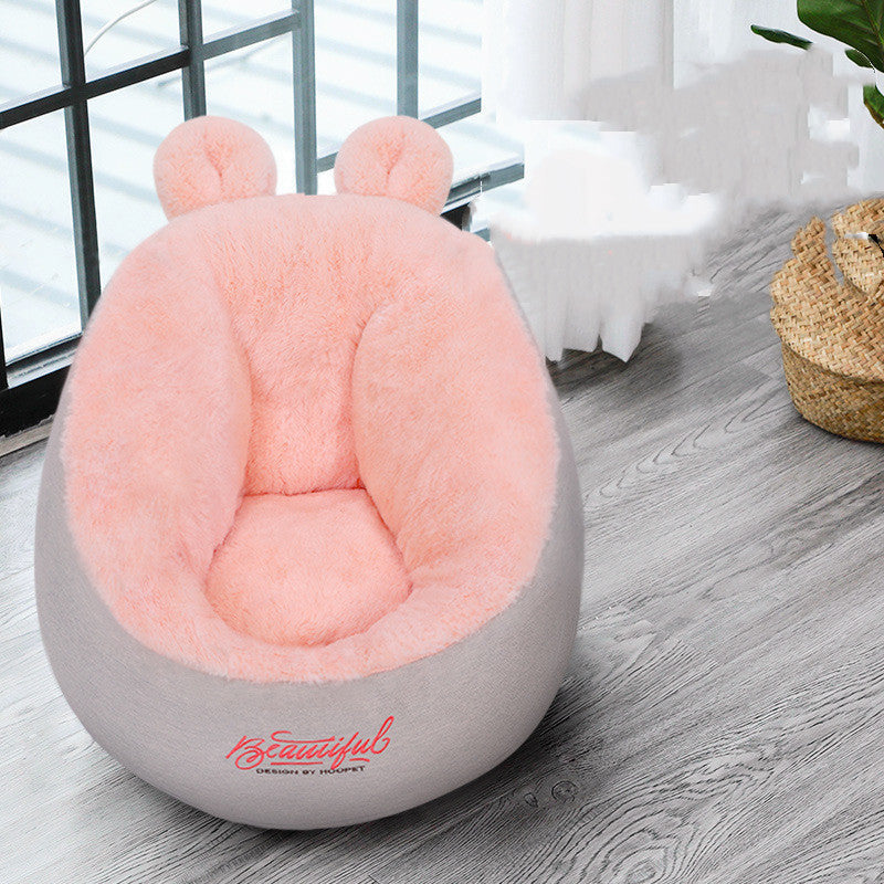 JMT-563210 Rabbit Ear Cat House and Small Dog Kennel in Cloth – Available in White and Pink, Sizes S and M