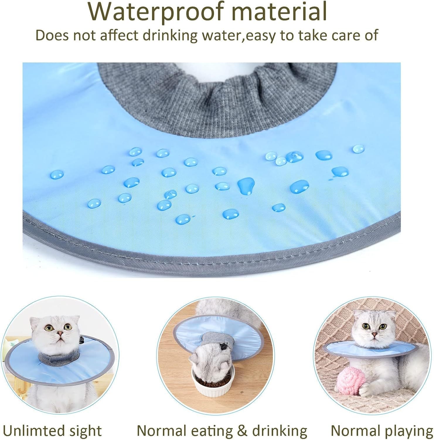 JMT-563402 Adjustable Waterproof Cat Recovery Collar for Post-Surgery Wound Protection - Lightweight Pet Cone Collar