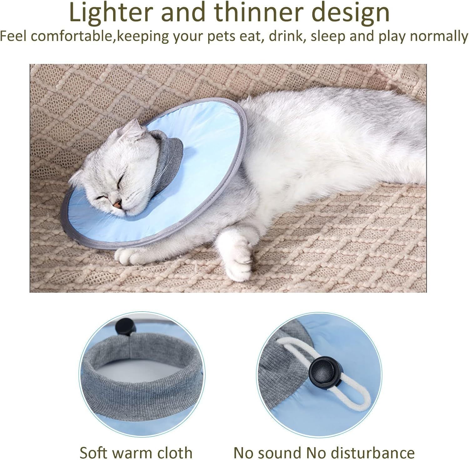 JMT-563402 Adjustable Waterproof Cat Recovery Collar for Post-Surgery Wound Protection - Lightweight Pet Cone Collar