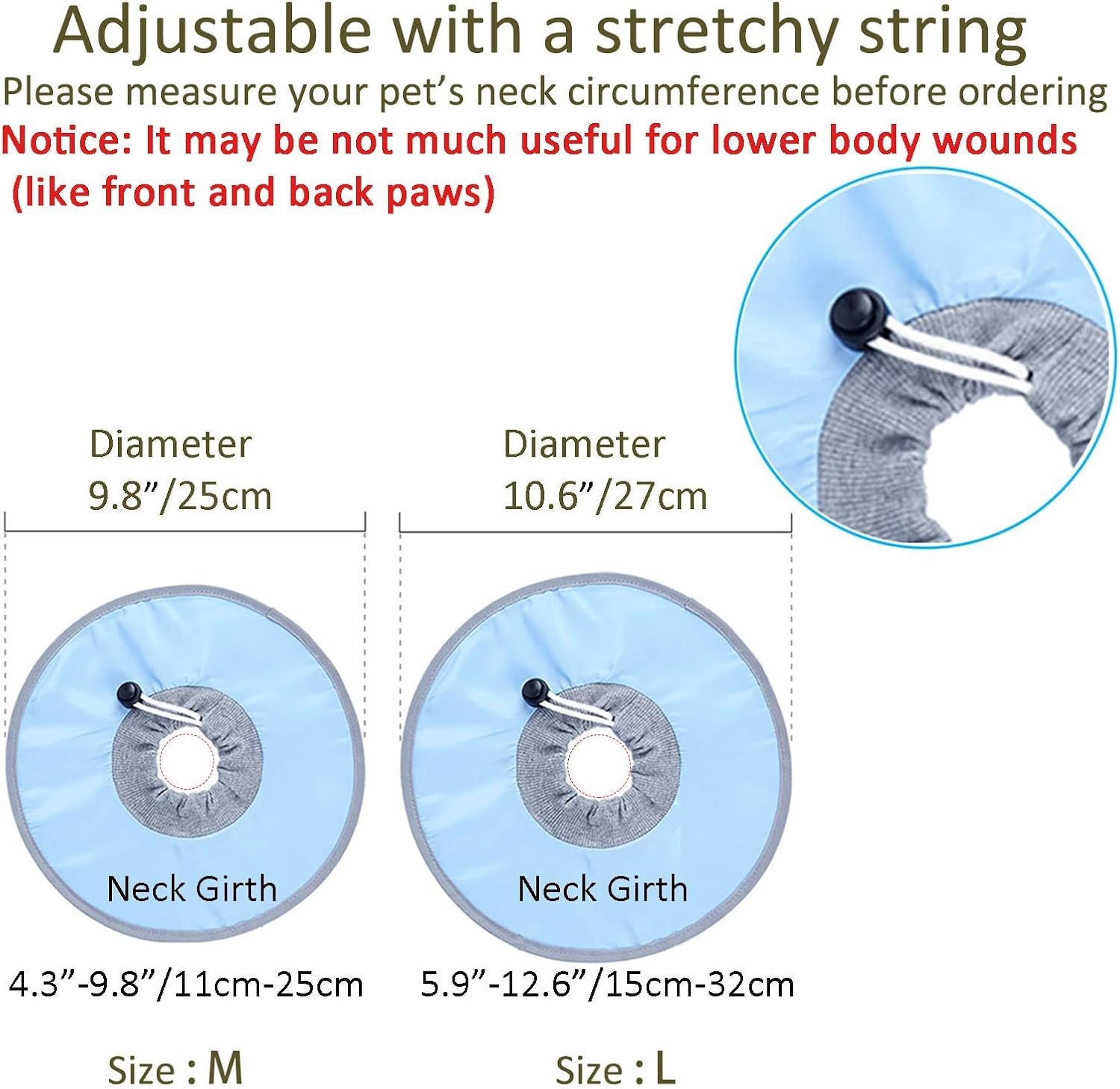 JMT-563402 Adjustable Waterproof Cat Recovery Collar for Post-Surgery Wound Protection - Lightweight Pet Cone Collar