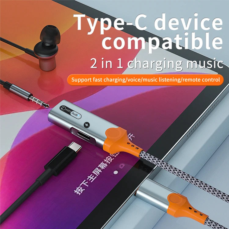 JMT-563402 Type C to Dual Type C Headphone Jack Adapter with 60W PD Charging for iPhone 15