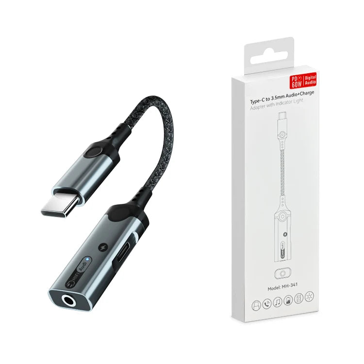 JMT-563402 Type C to Dual Type C Headphone Jack Adapter with 60W PD Charging for iPhone 15