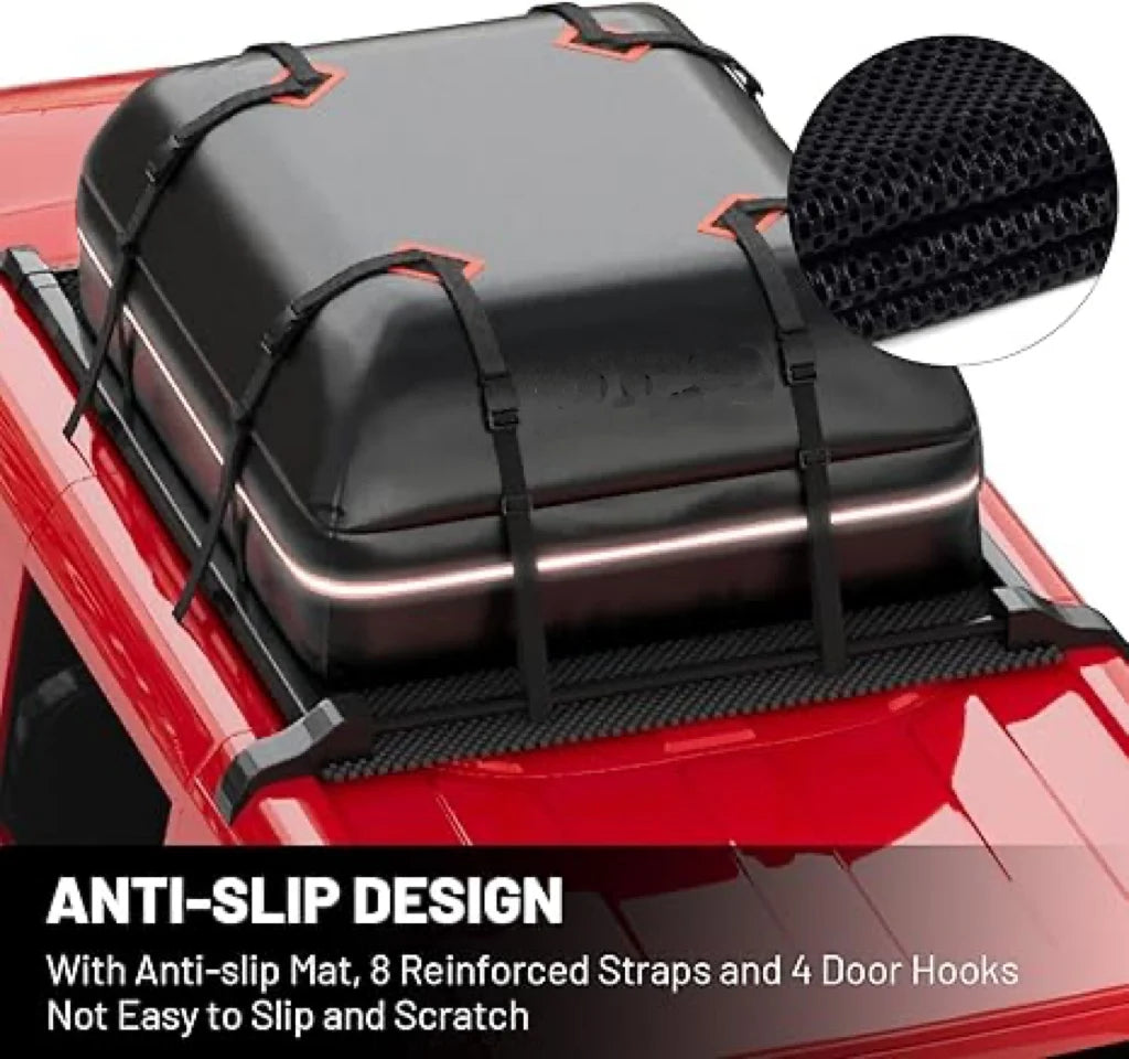 JMT-563530 Waterproof Rooftop Cargo Carrier Bag - 15 Cubic Feet Large Capacity, Durable 500D PVC Material for All Vehicles