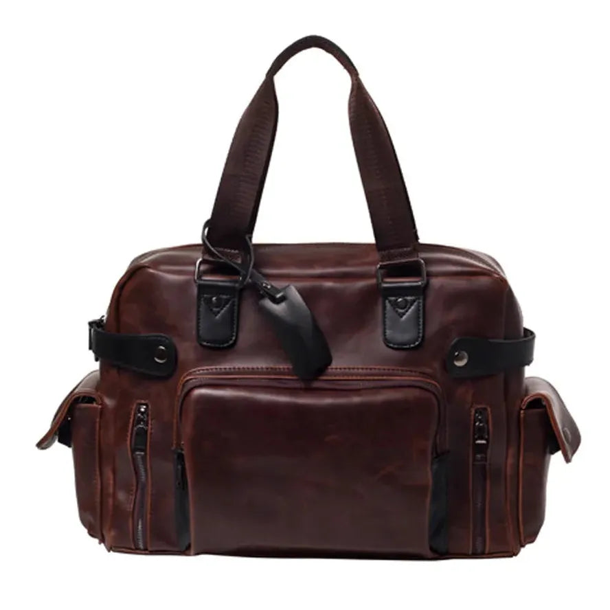 JMT-563658 Waxed Canvas Messenger Bag with Leather Accents - Lightweight Waterproof Laptop Bag in Coffee