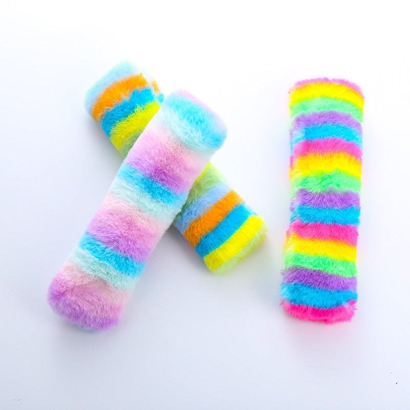 JMT-563722 Rainbow Plush Cat Pillow Toy - Soft, Colorful Pet Cuddly Companion
