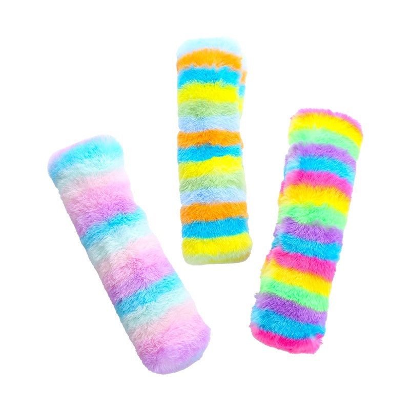 JMT-563722 Rainbow Plush Cat Pillow Toy - Soft, Colorful Pet Cuddly Companion