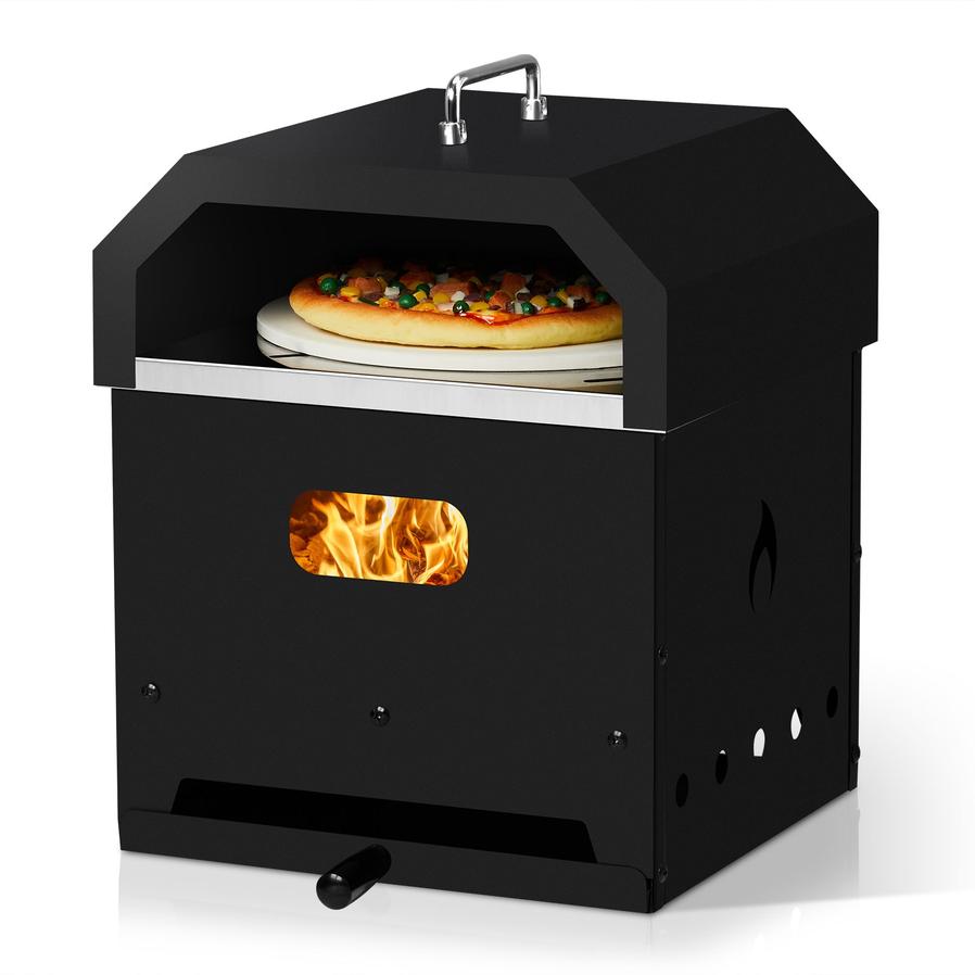 JMT-563786 Square Black Iron Charcoal Pizza Oven with Handle