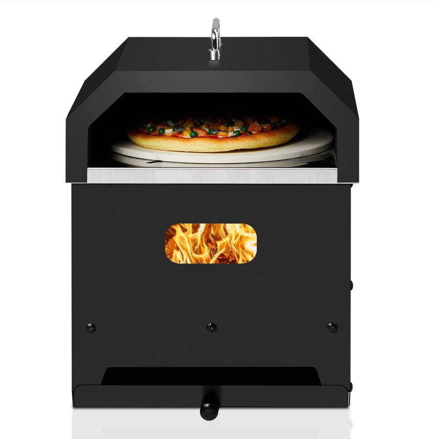 JMT-563786 Square Black Iron Charcoal Pizza Oven with Handle