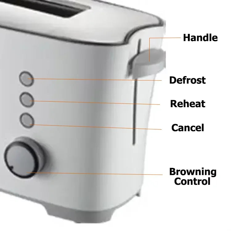 JMT-563850 1000W Slim Two Slice Toaster with 6 Setting Shade Control