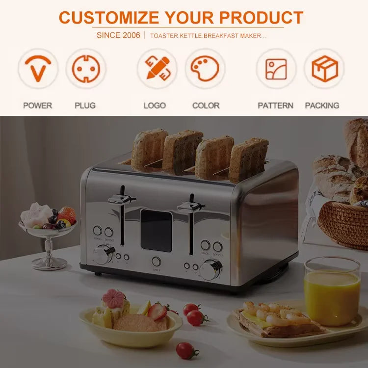 JMT-563850 1000W Slim Two Slice Toaster with 6 Setting Shade Control
