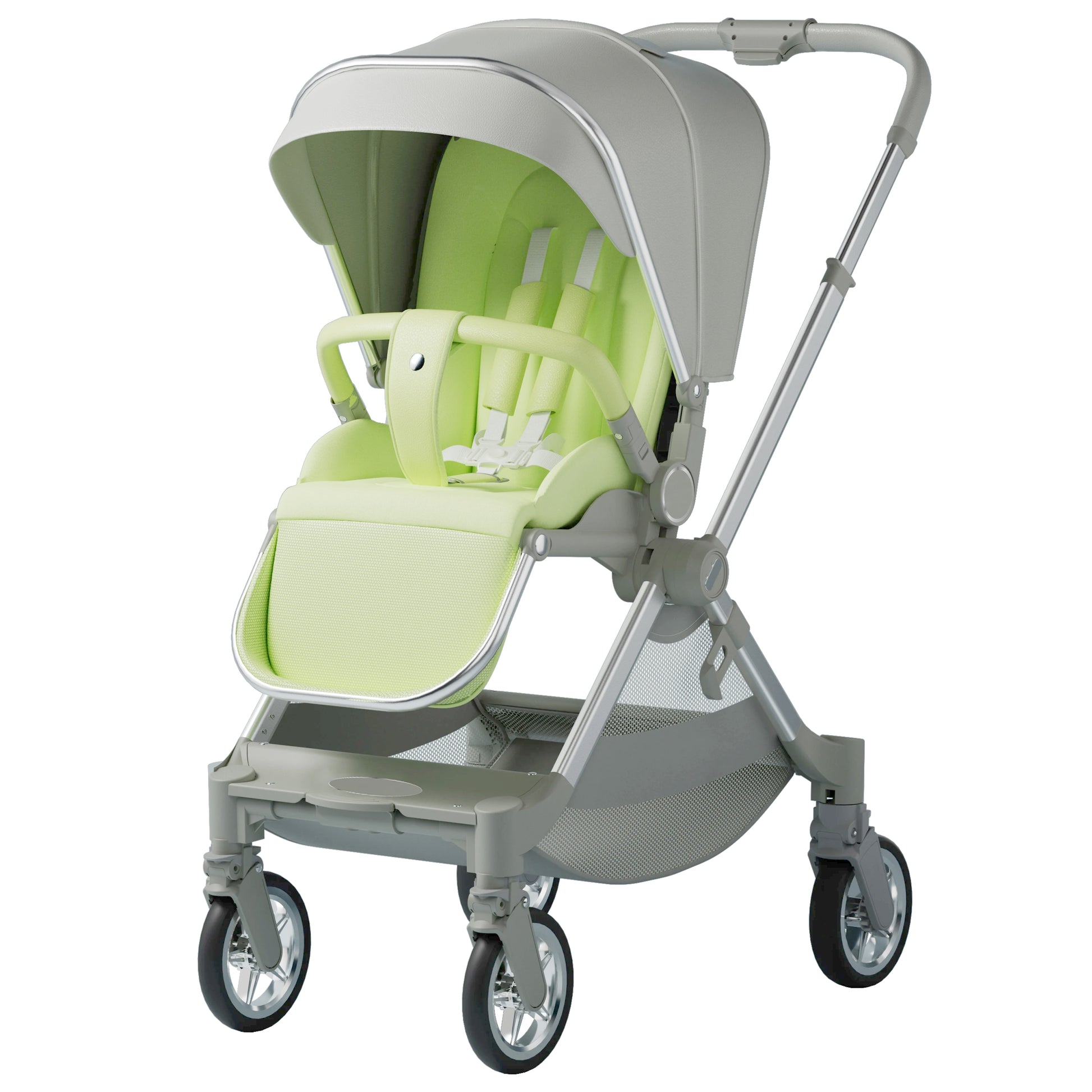 JMT-563914 Lightweight Aluminium Stroller with Reversing Handle and Four-Wheel Design, Foldable Pushchair for Babies