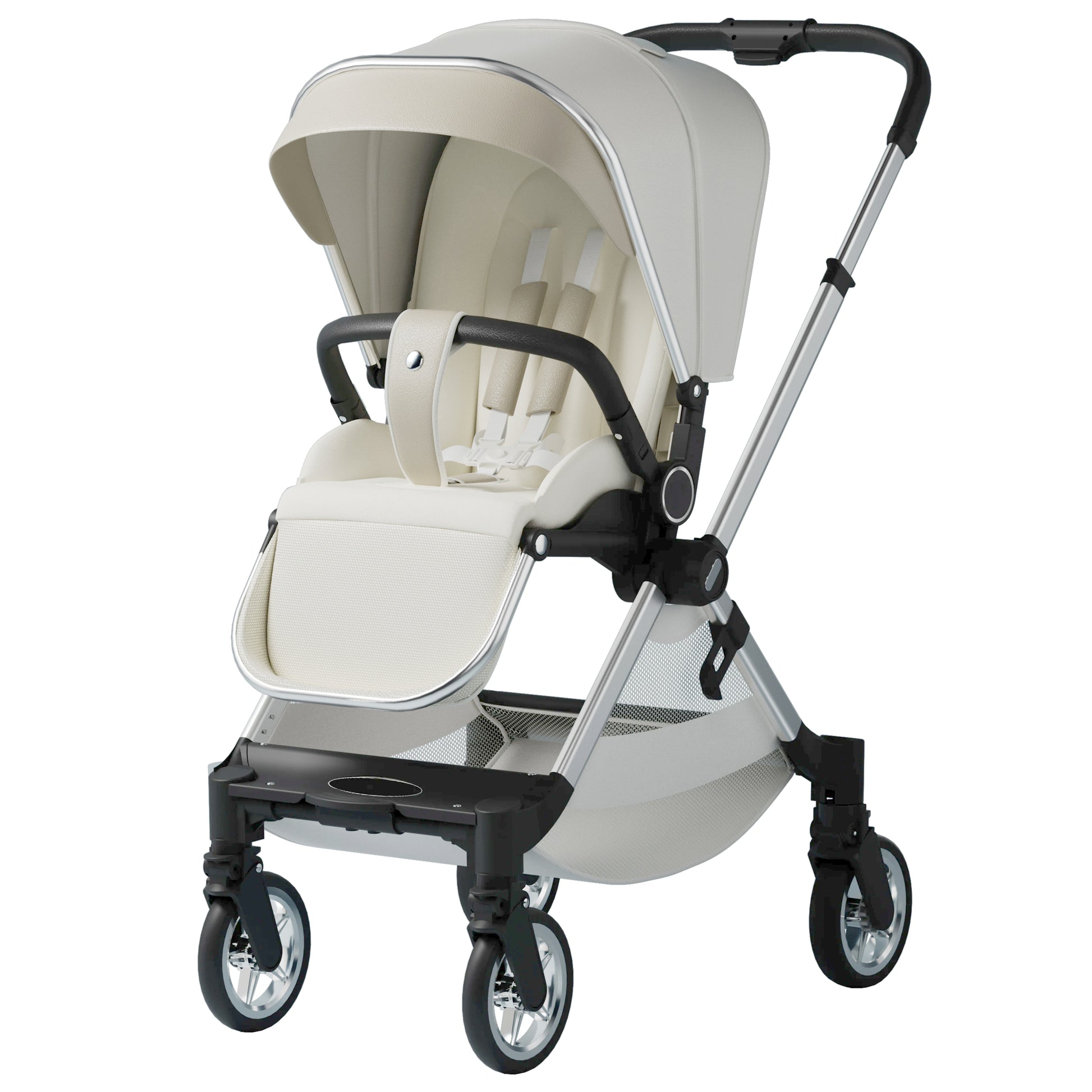 JMT-563914 Lightweight Aluminium Stroller with Reversing Handle and Four-Wheel Design, Foldable Pushchair for Babies