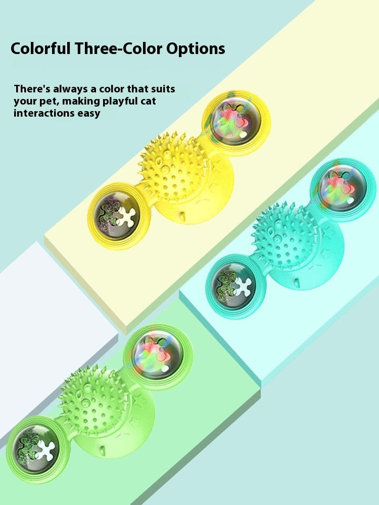 JMT-564042 Interactive Cat Entertainment Set with Rotating Disk, Feather Teasers, Tumbler, and Windmill Toy