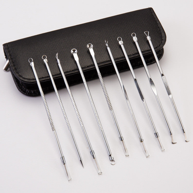 JMT-564298 Stainless Steel Blackhead Removal Tool Set with Acne Needle and Storage Options