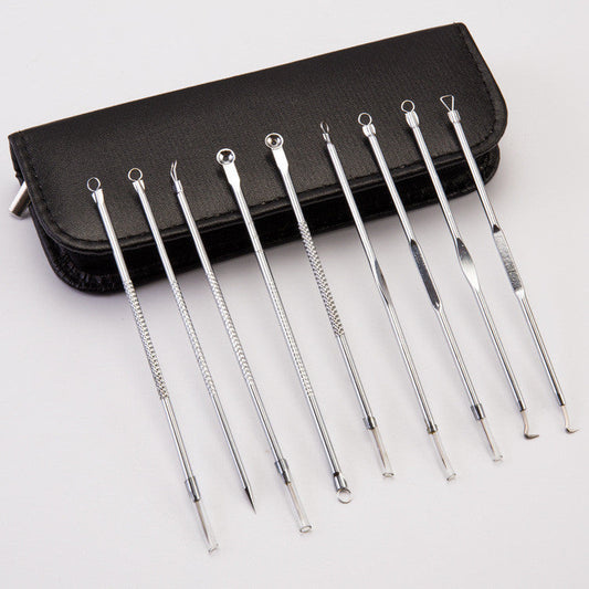 JMT-564298 Stainless Steel Blackhead Removal Tool Set with Acne Needle and Storage Options