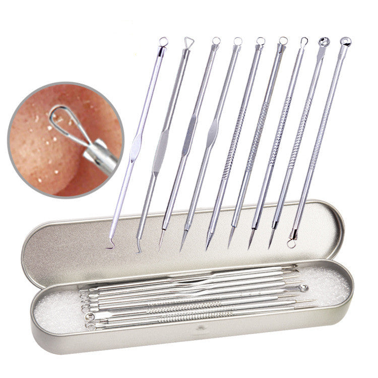 JMT-564298 Stainless Steel Blackhead Removal Tool Set with Acne Needle and Storage Options