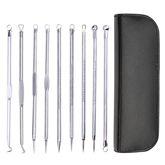 JMT-564298 Stainless Steel Blackhead Removal Tool Set with Acne Needle and Storage Options