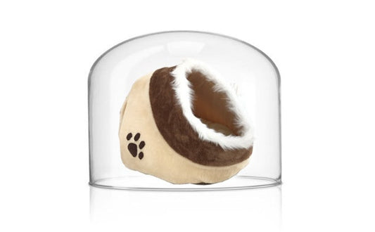 JMT-564362 Cozy Beige and White Cloth Dog Kennel - Comfortable Pet House for Pets (41x38x26cm)