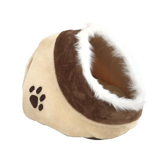 JMT-564362 Cozy Beige and White Cloth Dog Kennel - Comfortable Pet House for Pets (41x38x26cm)