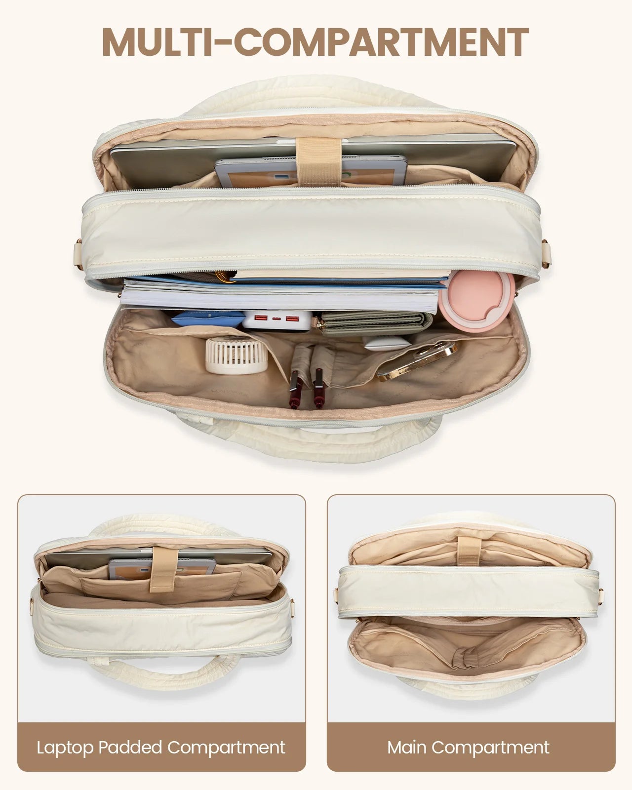 JMT-564874 Lightweight Work Messenger Bag for Women - Large Travel Computer Briefcase for 15.6in Laptops