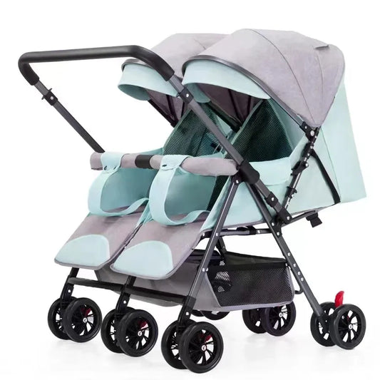 JMT-565194 Double Child Stroller for Newborns and Toddlers, Foldable Travel Pram for Two Kids