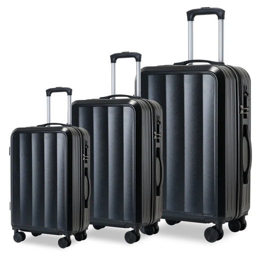 JMT-565834 Compact Mini Travel Luggage Set with Cup Holder - 3 Piece 20 Inch ABS Suitcase Collection
