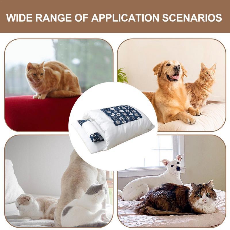 JMT-566026 Cozy Removable Winter Cat Bed with Pillow - Soft Sleeping Bag for Cats and Small Dogs