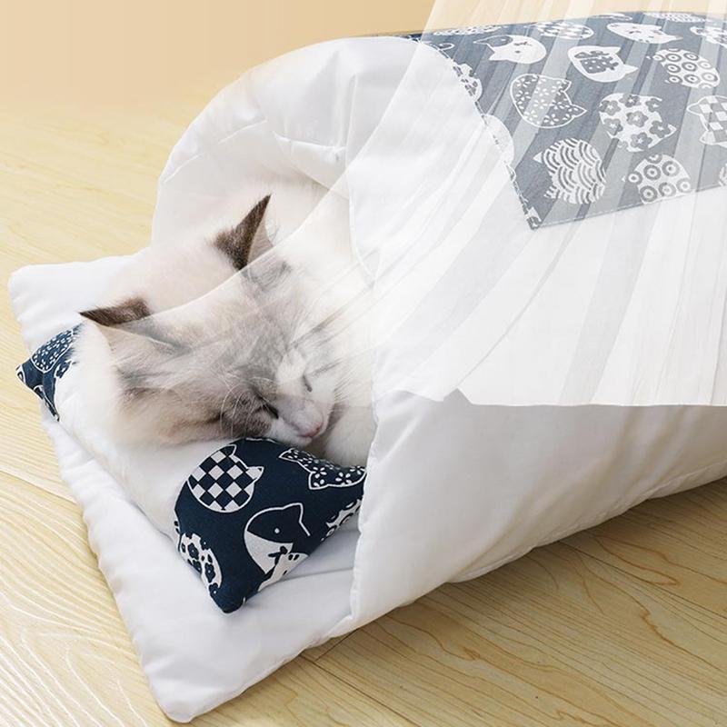 JMT-566026 Cozy Removable Winter Cat Bed with Pillow - Soft Sleeping Bag for Cats and Small Dogs