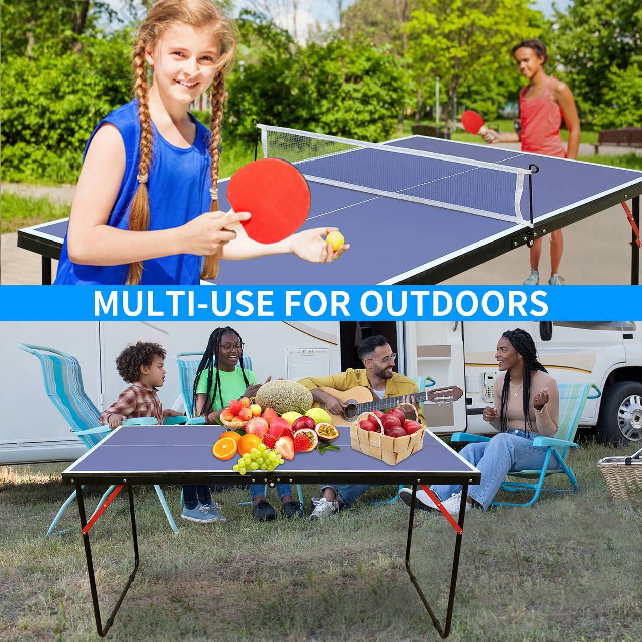 JMT-566282 Portable Table Tennis Set with Net and 2 Paddles for Easy Setup and Play