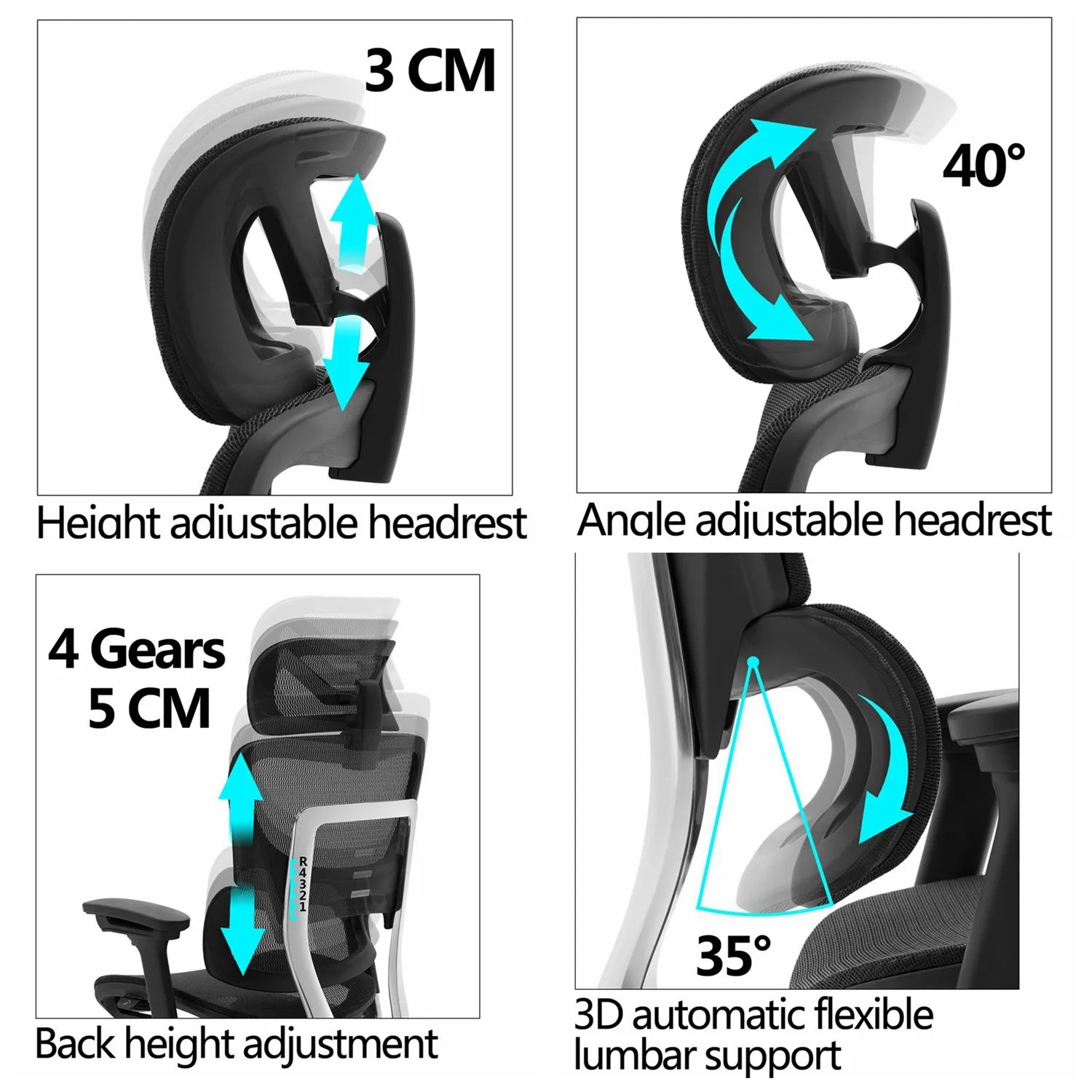 JMT-566794 Ergonomic Mesh Office Chair with Fabric Padded Seat and Injection Molded Foam Support