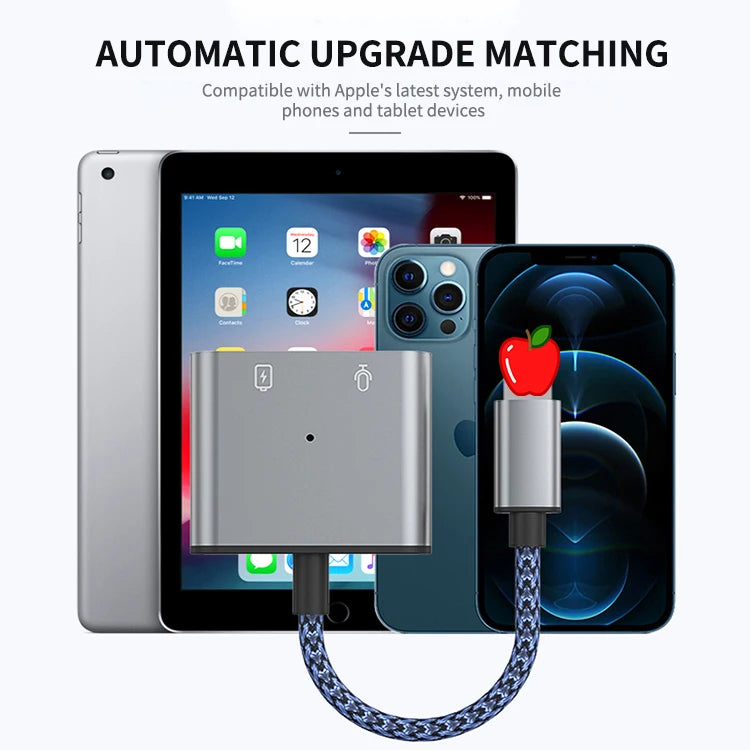JMT-566858 2-In-1 Apple iPhone 12 Headphone and Fast Charging Adapter Dual Jack Audio Splitter