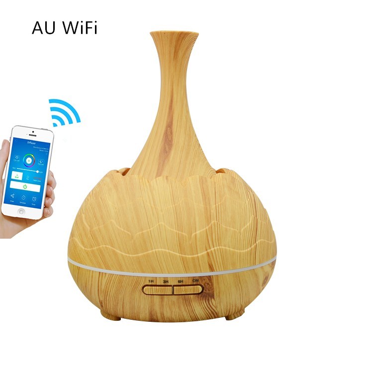 JMT-567498 Wood Grain Aroma Diffuser with Colorful LED Light and 400ML Capacity