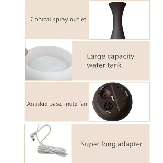 JMT-567498 Wood Grain Aroma Diffuser with Colorful LED Light and 400ML Capacity