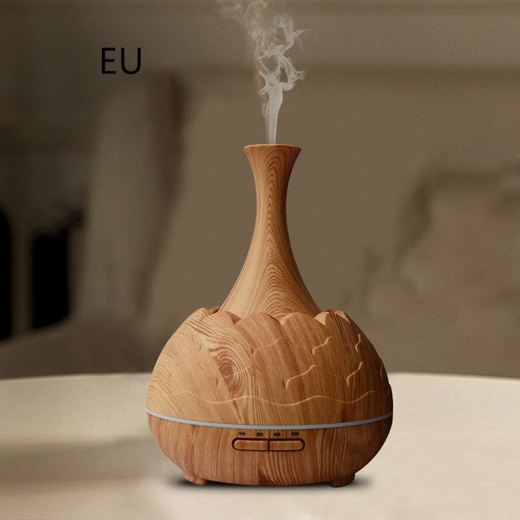 JMT-567498 Wood Grain Aroma Diffuser with Colorful LED Light and 400ML Capacity