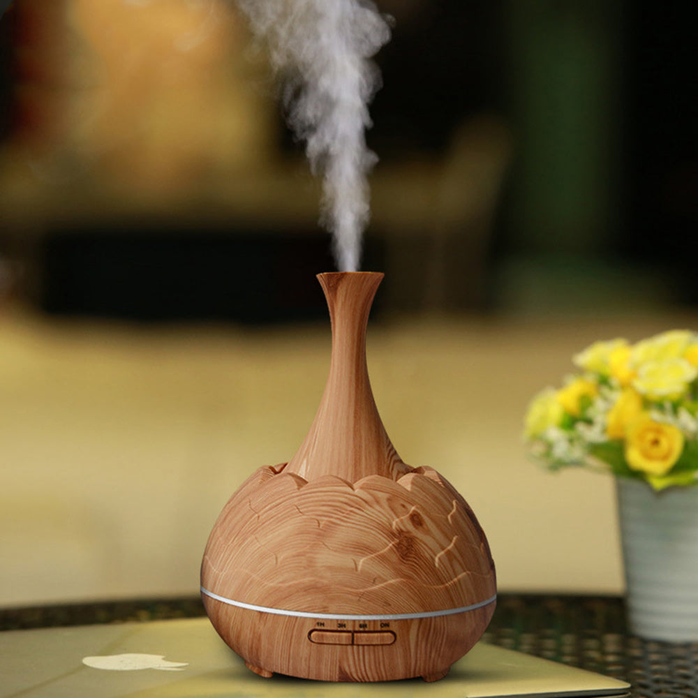 JMT-567498 Wood Grain Aroma Diffuser with Colorful LED Light and 400ML Capacity