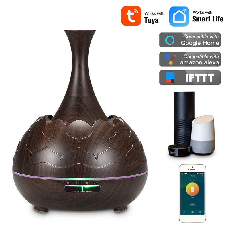JMT-567498 Wood Grain Aroma Diffuser with Colorful LED Light and 400ML Capacity