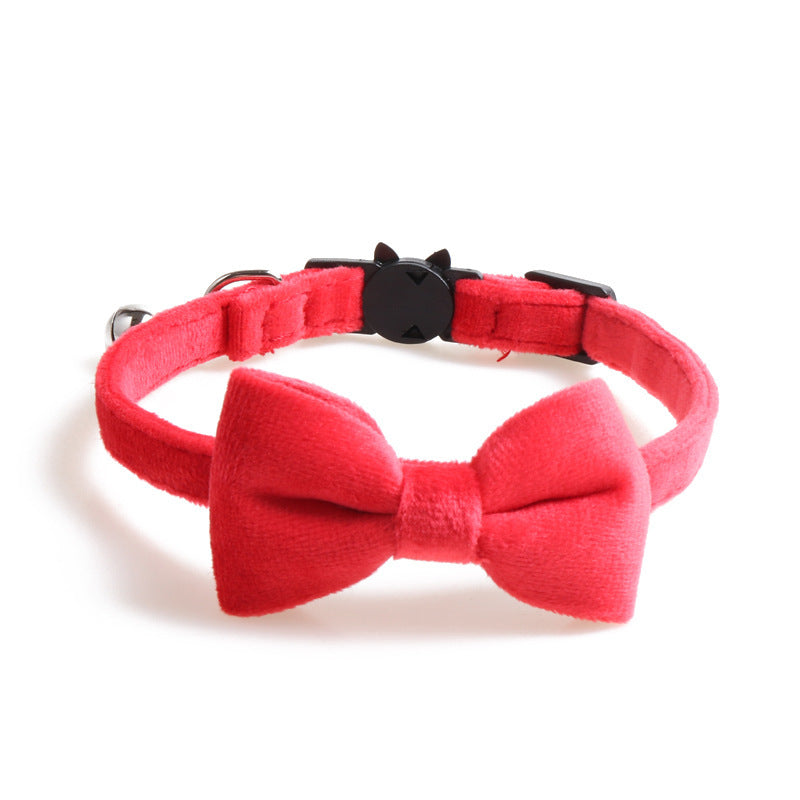 JMT-568010 Bow Cat Collar with Bell - Colorful Cloth Design, Adjustable Length 1.0 * 28CM