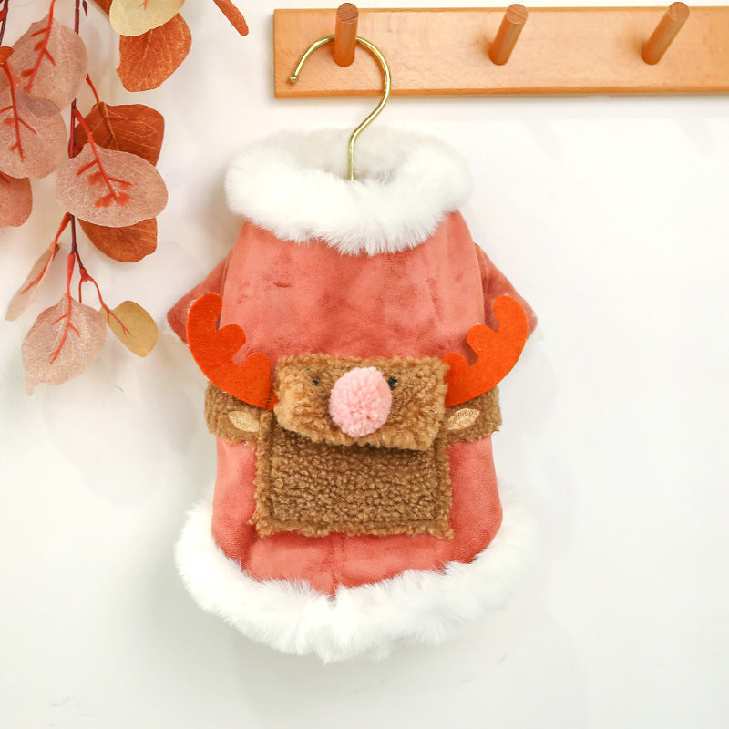 JMT-568138 Casual Pink Cartoon Elk Cotton Coat for Dogs in Multiple Sizes