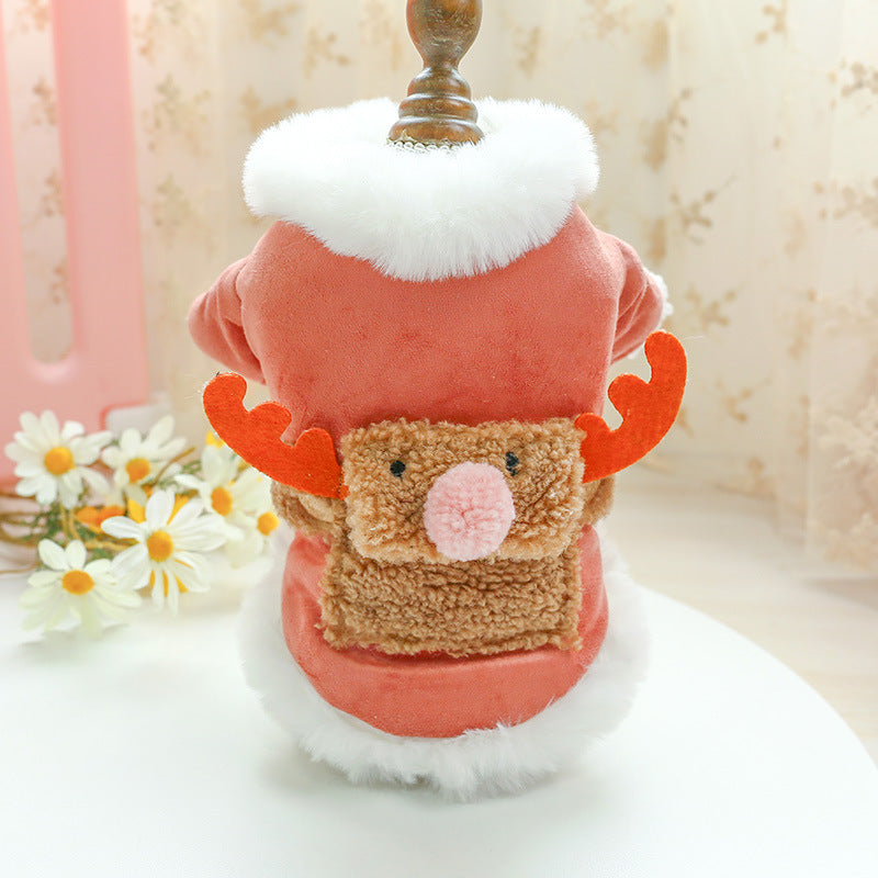 JMT-568138 Casual Pink Cartoon Elk Cotton Coat for Dogs in Multiple Sizes