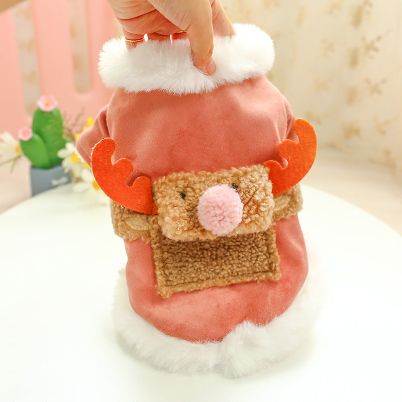 JMT-568138 Casual Pink Cartoon Elk Cotton Coat for Dogs in Multiple Sizes
