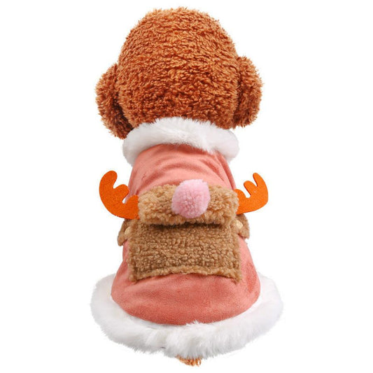 JMT-568138 Casual Pink Cartoon Elk Cotton Coat for Dogs in Multiple Sizes