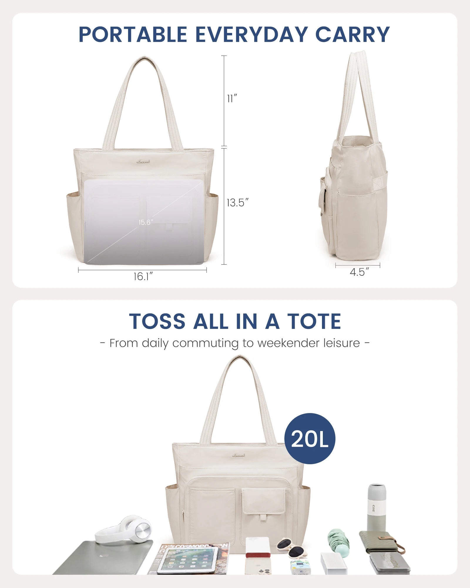 JMT-568330 Stylish 15.6 Inch Laptop Tote Bag for Work with Multiple Pockets for Women