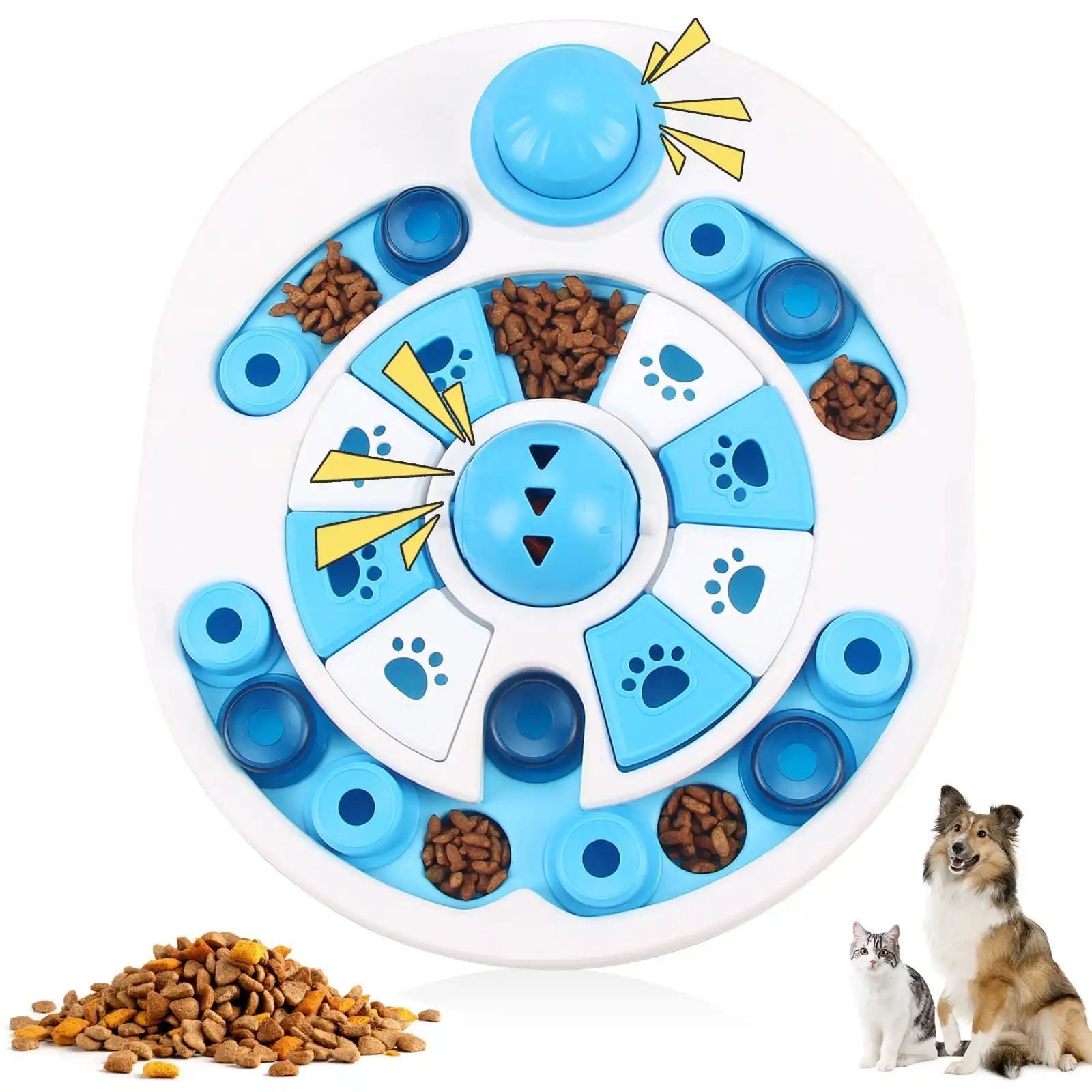 JMT-568522 Interactive Dog Puzzle Toy with Spherical Bells and 24 Hidden Treat Locations for Safe Feeding and Training