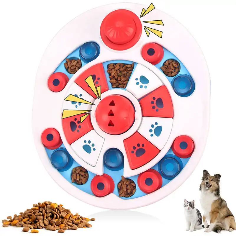 JMT-568522 Interactive Dog Puzzle Toy with Spherical Bells and 24 Hidden Treat Locations for Safe Feeding and Training