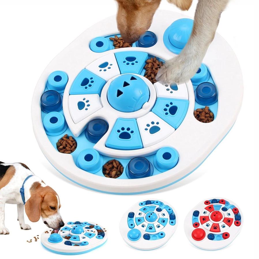 JMT-568522 Interactive Dog Puzzle Toy with Spherical Bells and 24 Hidden Treat Locations for Safe Feeding and Training