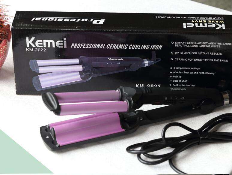 JMT-568650 3-Barrel Tourmaline Ceramic Wave Curling Iron for Big Waves, 16MM-20MM Diameter, 55W Power, 220V