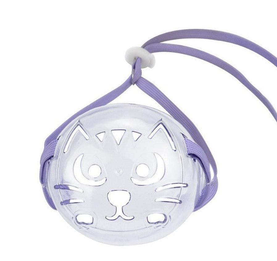 JMT-569162 Transparent Cat Eye Mask and Bite-Proof Headgear for Safe Bathing and Injection, Purple, Available in S, M, L Sizes