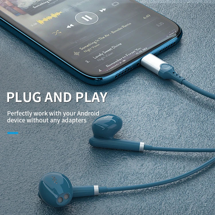 JMT-569162 Wired Type C Earphones Compatible with iPhone 15 Pro Max, Google Pixel 8, OnePlus, and Huawei with Microphone