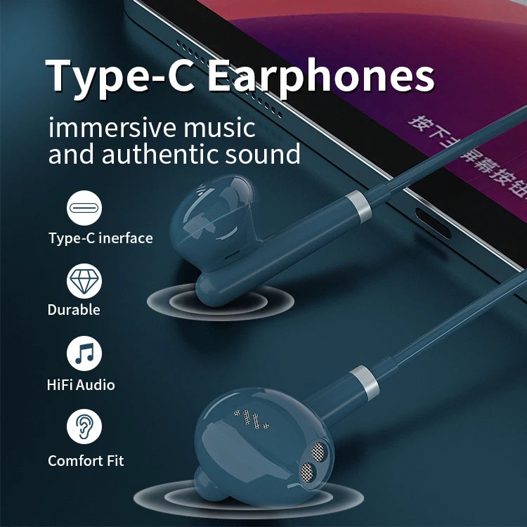 JMT-569162 Wired Type C Earphones Compatible with iPhone 15 Pro Max, Google Pixel 8, OnePlus, and Huawei with Microphone